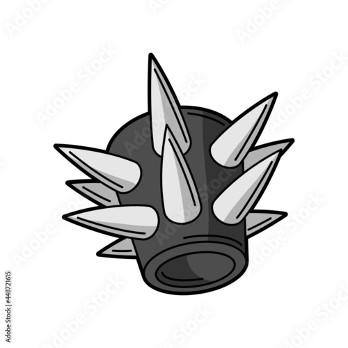 Illustration of spiked wristband. Teenage creative accessory. Youth subculture symbol in cartoon style.