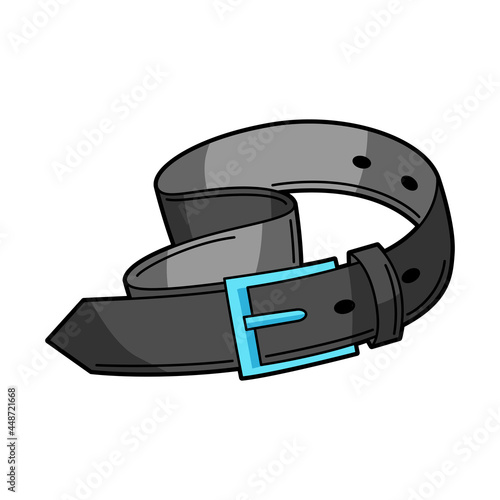 Illustration of black belt. Teenage creative accessory. Youth subculture symbol in cartoon style.