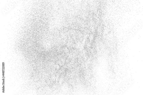 Distressed black texture. Dark grainy texture on white background. Dust overlay textured. Grain noise particles. Rusted white effect. Grunge design elements. Vector illustration, EPS 10.