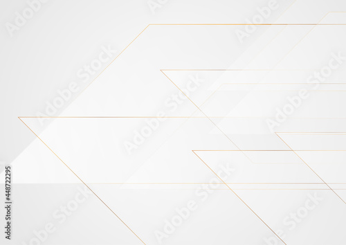 Grey and golden tech abstract geometry background. Vector design