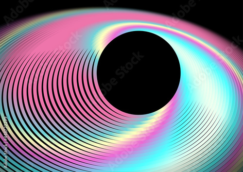 Holographic glossy elipses geometric abstract tech background. Vector art colorful design