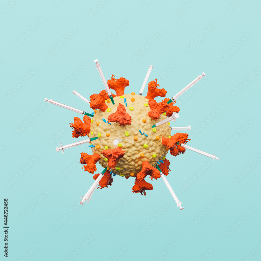 syringes injected into a virus cell syringes injected into a virus cell