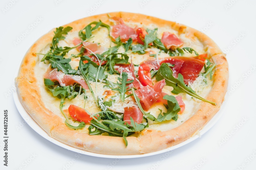 Mixed pizza from top isolated on white background clipping path included. Mixed pizza from top isolated on white background clipping path included.