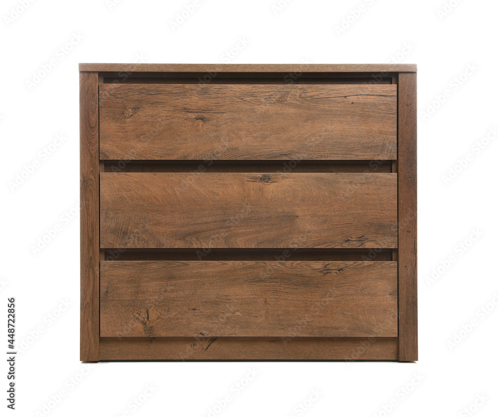 Wooden chest of drawers isolated on white Wooden chest of drawers isolated on white