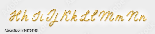 Gold 3d realistic capital and lowercase letters on a light background.