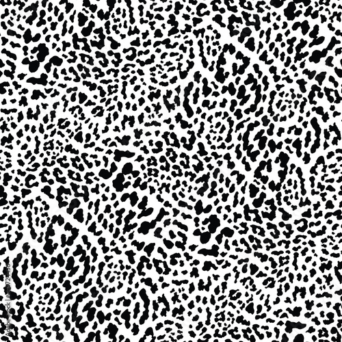 Black and white leopard skin vector seamless pattern