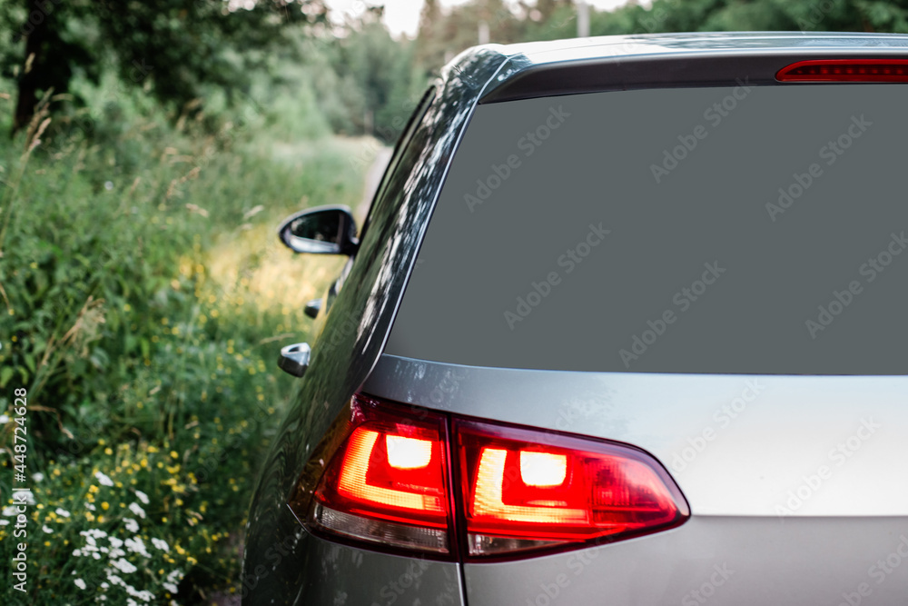 Vinyl car sticker mock up, rear window mockup