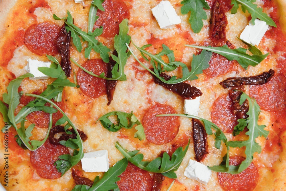 Mixed pizza from top isolated on white background clipping path included. Mixed pizza from top isolated on white background clipping path included.