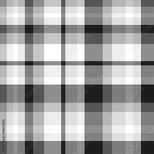 Seamless pattern. Checkered monochrome background. Abstract cloth texture. Print for shirts and textiles. Black and white illustration