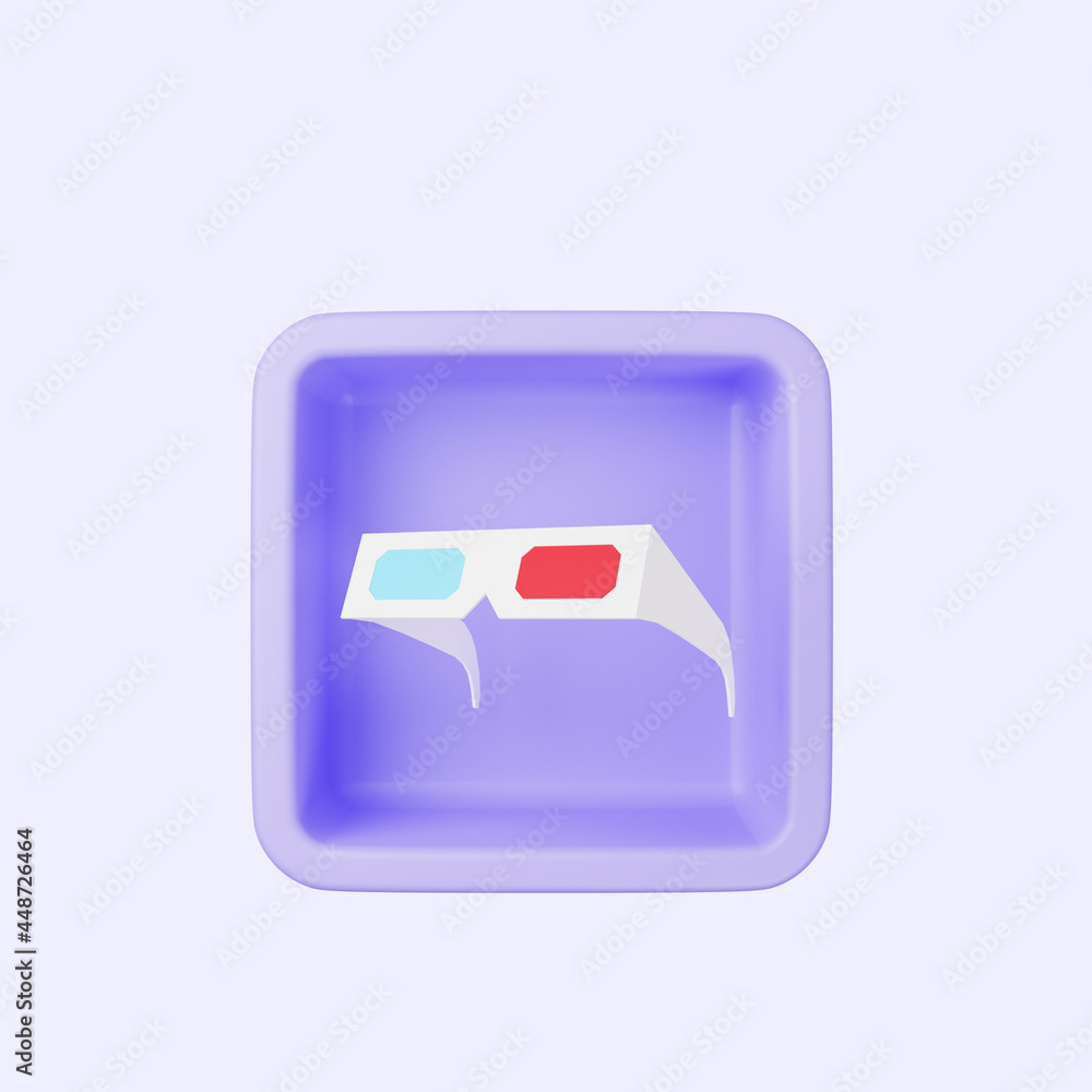3d illustration of simple icon 3d glasses on cube 3d illustration of simple icon 3d glasses on cube