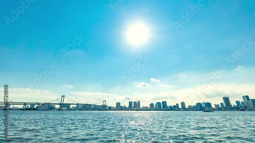 東京ベイエリアの午後 / 青空と東京湾を行き交う船のタイムラプス photo