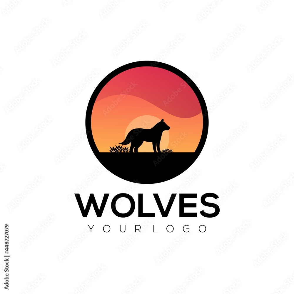 Vector logo illustration wolf gradient colorful