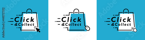 Click and collect line icon isolated on white background. Concept online order. Design for ecommerce, internet orders, internet sales and retail
