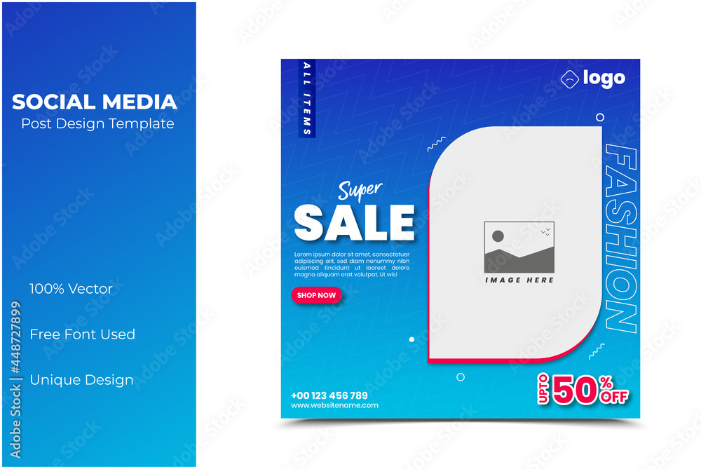 Fototapeta premium Super Sale Social Media Post Design Template, Facebook & Instagram Post Template Design