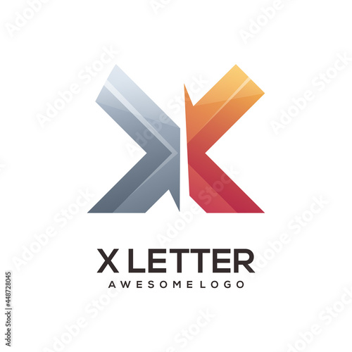 X letter logo gradient colorful illustration