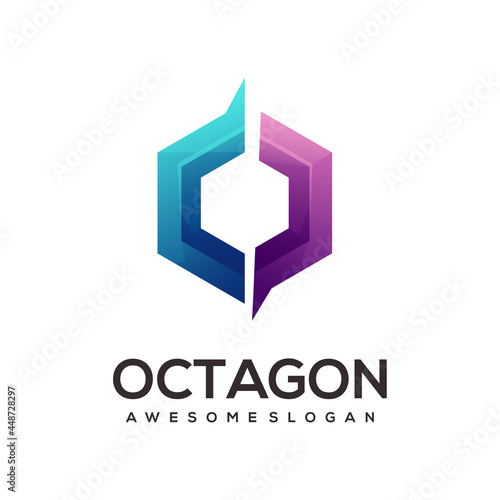 Octagon logo colorful gradient illustration