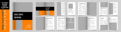 Recipe Book Layout Template with Black and Orange Accents, Simple style and modern design, Cookbook Layout
