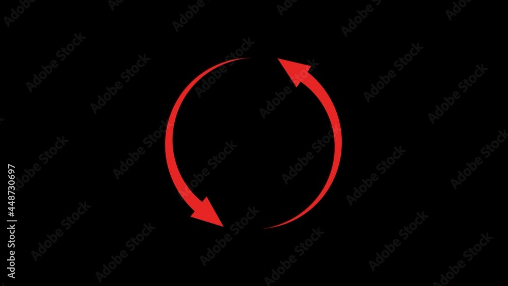 2 red arrow rotation loop animation, transparent channel video