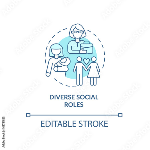 Social role identification concept icon. Life way direction and personal development. Family and careering abstract idea thin line illustration. Vector isolated outline color drawing. Editable stroke