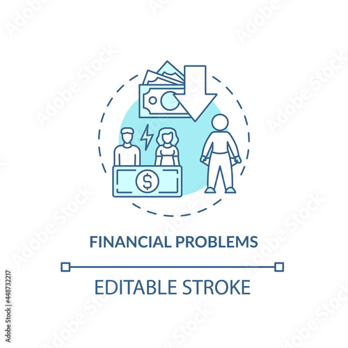 Budgeting problem concept icon. Financial difficulties. Empty pockets. Low income. Lack of money abstract idea thin line illustration. Vector isolated outline color drawing. Editable stroke