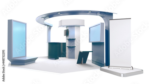 Konstfotografi Blue exhibition booth, Retail trade stand, Information desk or exhibition counte