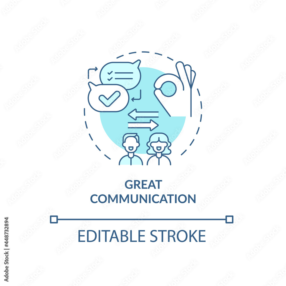 Great communication in mature relationship concept icon. Togetherness and absolute unerstanding abstract idea thin line illustration. Vector isolated outline color drawing. Editable stroke Great communication in mature relationship concept icon. Togetherness and absolute unerstanding abstract idea thin line illustration. Vector isolated outline color drawing. Editable stroke