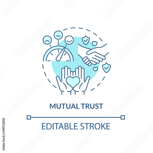 Mutual trust in mature relationship concept icon. Support and communication. Love sharing. Friendship abstract idea thin line illustration. Vector isolated outline color drawing. Editable stroke