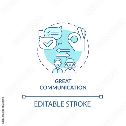 Great communication in mature relationship concept icon. Togetherness and absolute unerstanding abstract idea thin line illustration. Vector isolated outline color drawing. Editable stroke