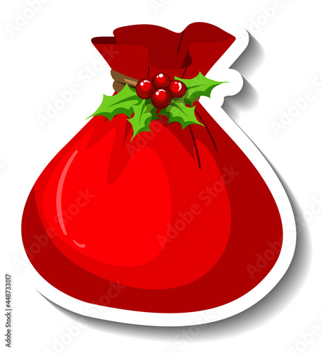 A sticker template with Santa Claus bag isolated