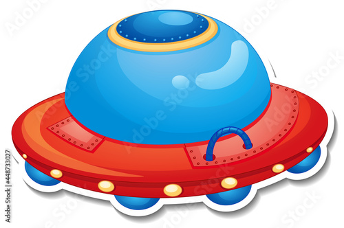 A sticker template with UFO or unidentified flying object isolated