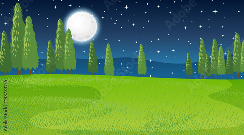 Blank nature park landscape at night scene