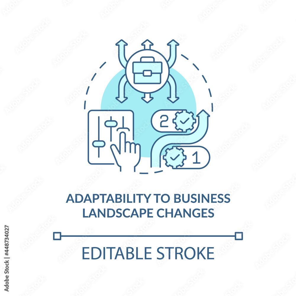 Adaptability to business landscape change blue concept icon. Starting and managing company. Startup launch abstract idea thin line illustration. Vector isolated outline color drawing. Editable stroke
