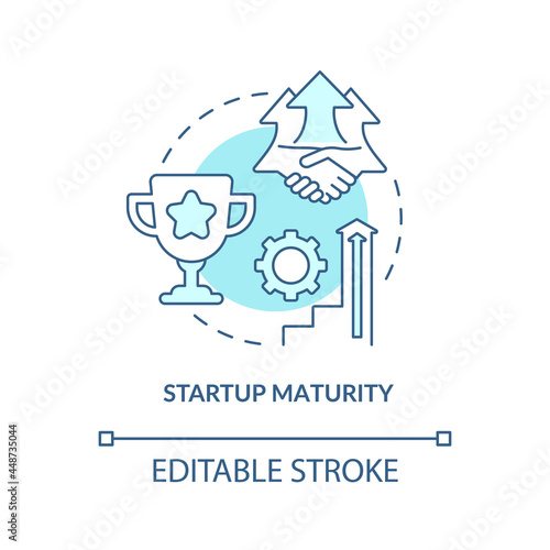 Startup maturity blue concept icon. Stage of company development. Business growth. Startup launch abstract idea thin line illustration. Vector isolated outline color drawing. Editable stroke
