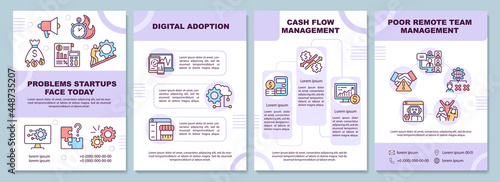 Startup problems brochure template. Digital adoption. Flyer, booklet, leaflet print, cover design with linear icons. Vector layouts for presentation, annual reports, advertisement pages
