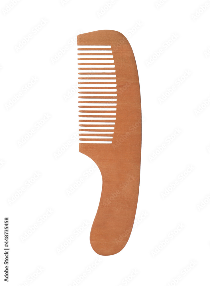 Bamboo hair comb isolated on white. Conscious consumption Bamboo hair comb isolated on white. Conscious consumption