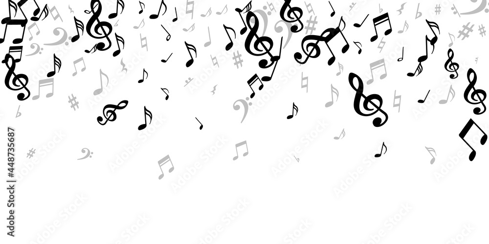 Fototapeta premium Music note icons vector backdrop. Melody notation