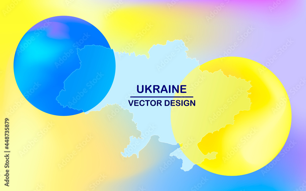 Ukraine map on a yellowblue background. Vector design for creating