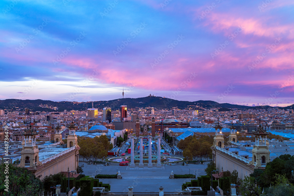 Barcelona - view from palace Rea to Plaza de Espana
