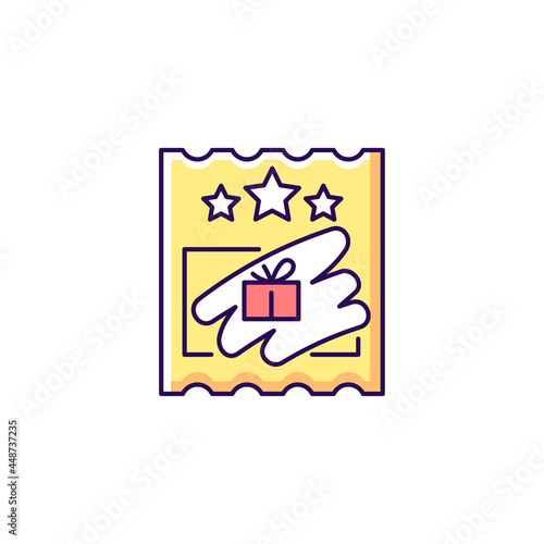 Scratch cards RGB color icon. Scratching off covering for prize reveal. Online scratch ticket. Winning money. Paper-based card for competition. Isolated vector illustration. Simple filled line drawing