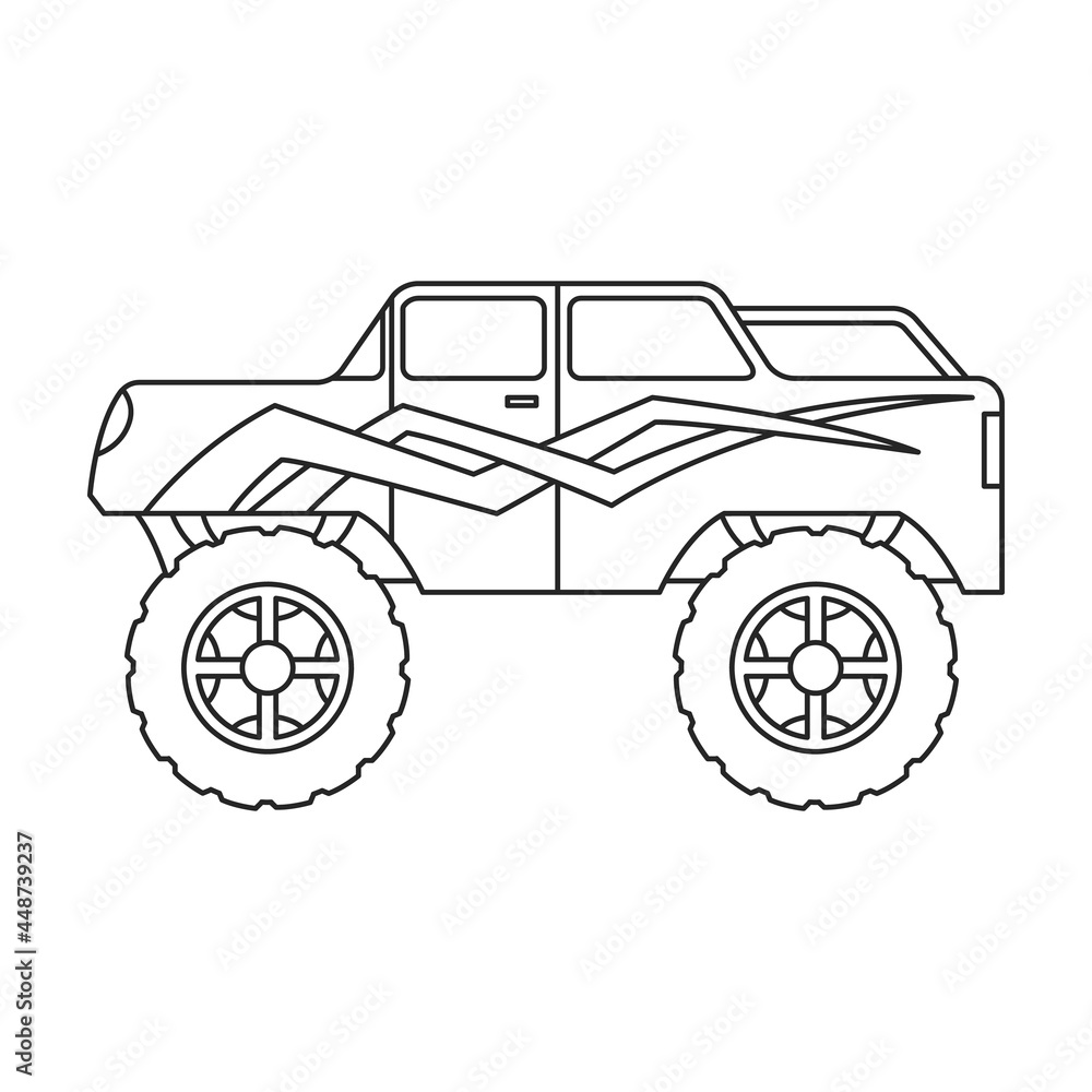 Monster truck vector icon.Outline vector icon isolated on white background monster truck.