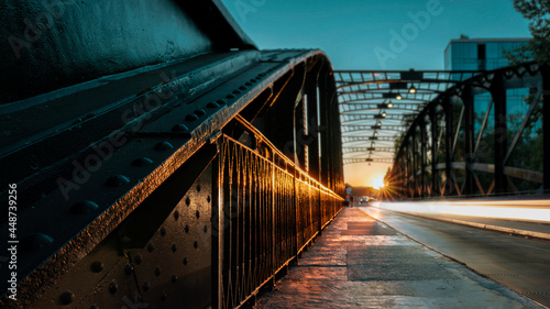 Hanging Bridge in Valladolid (Spain) at sunset