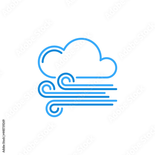 Cloud and Wind vector outline Weather concept blue icon