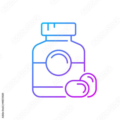 Softgel gradient linear vector icon. Oral dosage medicine. Gelatin capsules. Fish oil. Multivitamin product. Thin line color symbols. Modern style pictogram. Vector isolated outline drawing