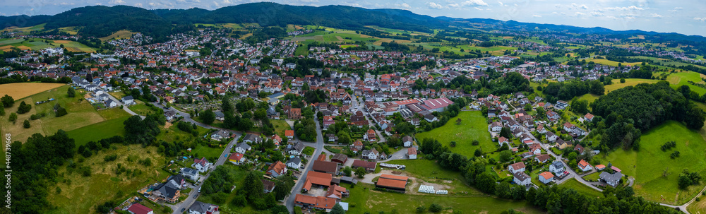 Aerial view around the city Fürth in Germany. On sunny day in spring 