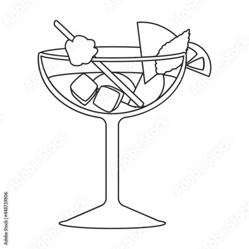 Summer cocktail vector icon.Outline vector icon isolated on white background summer cocktail.