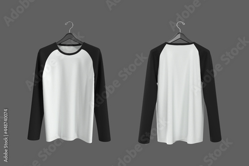 Long-sleeve raglan t-shirt mockup, 3d illustration, 3d rendering photo