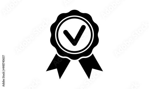 Quality icon. warranty rosette best guarantee symbol Vector glyph isolated illustration photo