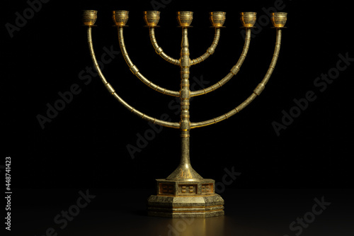 Obraz na płótnie Old menorah on shiny background. 3D render