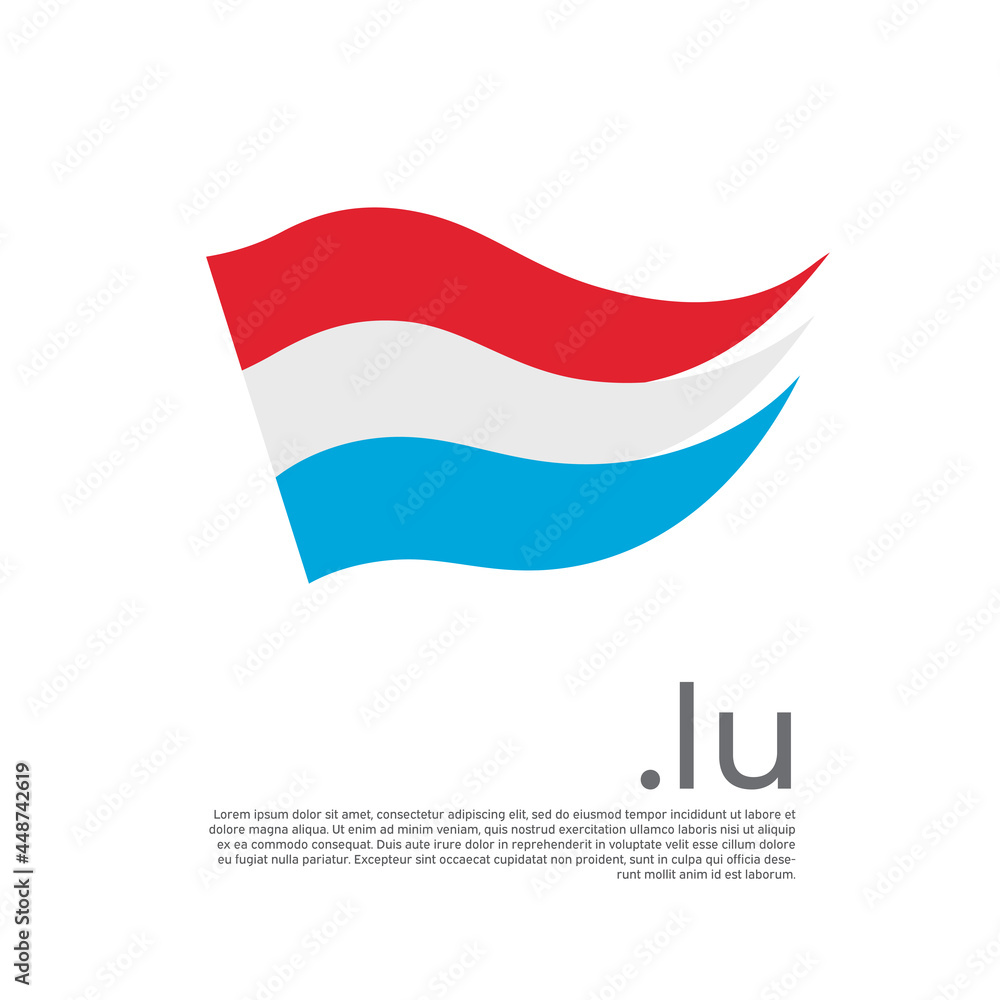 Luxembourg flag. Stripes colors of luxembourgish flag on white background. Vector design national poster with .lu domain, place for text. Brush strokes. State patriotic banner of luxembourg, cover