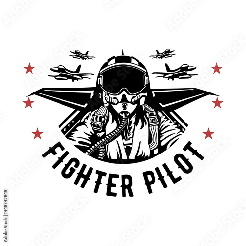 Canvas-taulu fighter pilot vector design isolated on white background